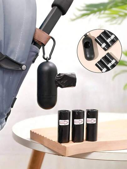 1盒+90个装婴儿尿布袋便携丢弃袋盒子备用便携式可拆卸婴儿药丸垃圾袋塑料盒婴儿推车收纳袋