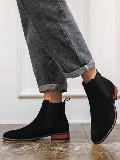 全新手工男士户外休闲靴，柔软舒适皮革踝靴，防滑耐磨平底鞋，适合通勤、徒步旅行、散步