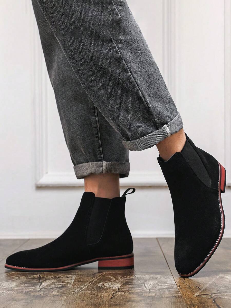 全新手工男士户外休闲靴，柔软舒适皮革踝靴，防滑耐磨平底鞋，适合通勤、徒步旅行、散步