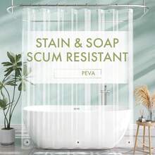 1pc Fully Transparent Waterproof Mildew-Resistant Bathroom Shower Curtain, PEVA Waterproof Windproof Liner (Hooks Not Included) Christmas Decor