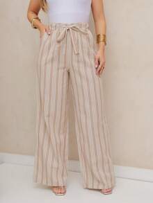 Women's Casual Striped Trousers 240026-1 - 米色 - 查看 3