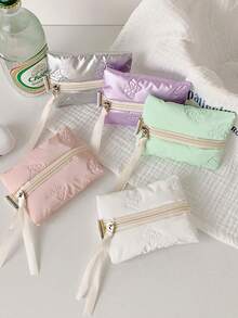 Multi-Coloured Bow Pattern Coin Purse Storage Bag Portable Storage Bag Large Capacity Simple Style Used To Store Coin Purse And A Necessity For Girls A Good Choice For Going Out Stripe Series Makeup Bag Travel School Supplies Travel Essentials Make Up Bag Holiday Essentials Cosmetic Bag Makeup Bags Makeup Pouch Makeup Organizer Make Up Organizer Makeup Storage