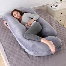 Oreiller amovible pour le bas du ventre pendant la grossesse, oreiller pour le bas du ventre pour dormir sur le côé, oreiller de maternité, oreillers de grossesse et d'allaitement, accessoires de maternité - Gris - Voir 1