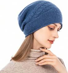 Women Beanie Hat - B12-dark Blue - View 3