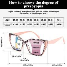 2pcs Multi-Focus Reading Glasses For Women, 1 Pair Multi-Focus Glasses + 1 Pair Regular Reading Glasses Convenient Combo, Fashionable Frames With Bifocal Lenses, Flexible Spring Hinges For Comfort, Versatile For Near And Far Sights - 粉+粉豆花D - 查看 4
