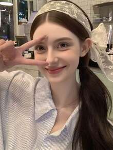 Lace Bow Ribbon Hair Hoop, Elegant Lace Bow Headband Hair Scarf ,High Crown Pressure Headband, Fairy Style Daily Wear Bow Accessories, Vintage Bohemian Style, Versatile Neck And Waist Accessory, Perfect For Fashionable Outfits Women Bandanas Winter Head Scarf