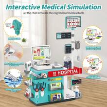 48pcs Kids' Cash Register Toy Set - Pharmacy Clinic Counter, Includes Toy Stethoscope, Play Money, Thermometer, Credit Cards, And Medical Tools. Doctor's Uniform,Perfect For Boys And Girls To Role-Play As Pharmacists And Cashiers. Top Choice For Birthday Gifts And Playtime. - Multicolor - View 3