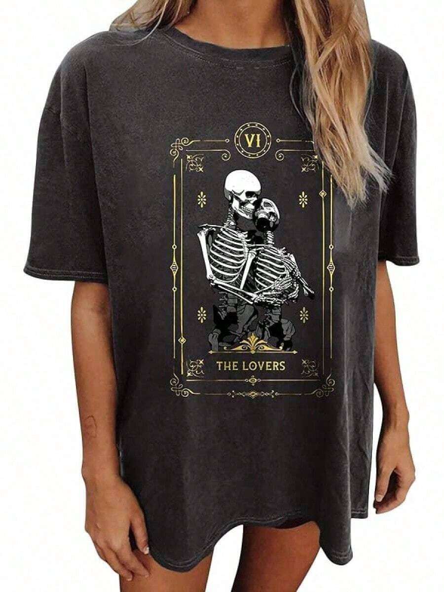 Women's Tops Letter Tee Graphic T-Shirts, Vintage Shirts For Women Cute Graphic Tee Spring Short Sleeve Tops Oversized Tshirts Teen Aesthetic Clothing-For Women, Holiday, Vacation,Daily Casual Fashion And Versatility. -Unisex Loose - Fit Comfortable Vintage Street - Style Cotton T - Shirt Top - Áo sơ mi dễ thương #G1 - Xem 1