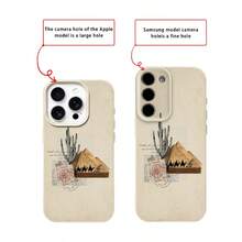 1 pieza Funda de teléfono de estilo vintage con pirámide de Egipto y camello en patchwork TPU compatible con iPhone - Blanco - Ver 7