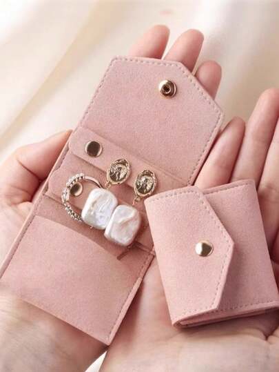 Bolsa de almacenamiento de joyas multifuncional de moda y sencilla, portátil y compacta, bolsa de almacenamiento de viaje pequeña, bolsa de almacenamiento de anillos, collares y aretes, bolsa de almacenamiento de joyas portátil multifuncional