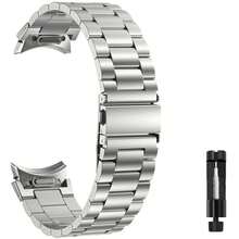 1pc Silvery Black Quick Release Metal Strap For Samsung Galaxy Watch 7 Band, Galaxy Watch 6 Bands 6 Classic 47mm 43mm, 5 4 44mm 40mm FE 5 Pro 45mm 4 Classic 46mm 42mm, Stainless Steel Strap For Men & Women, 20mm