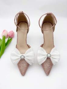 2pcs Detachable Chiffon Bow Shoe Clips, Decorative Accessories For High Heels, Sandals