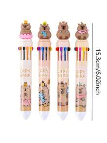 Random Cute Capybara Animal Shaped Ballpoint Pens, 10 Colors, Student Reward, Gift. Suitable For Office, School Prizes. Campus Writing Tool, Back To School, Halloween, Christmas Gifts