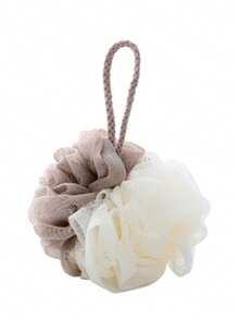 2个装柔软丝瓜络沐浴海绵，花卉图案奢华大号沐浴海绵，去角质沐浴海绵，3D花朵设计，男女通用泡泡浴海绵，温和去角质沐浴球，带防滑手柄，男女通用，家居浴室配件，1个装 - 彩色 - 查看 15