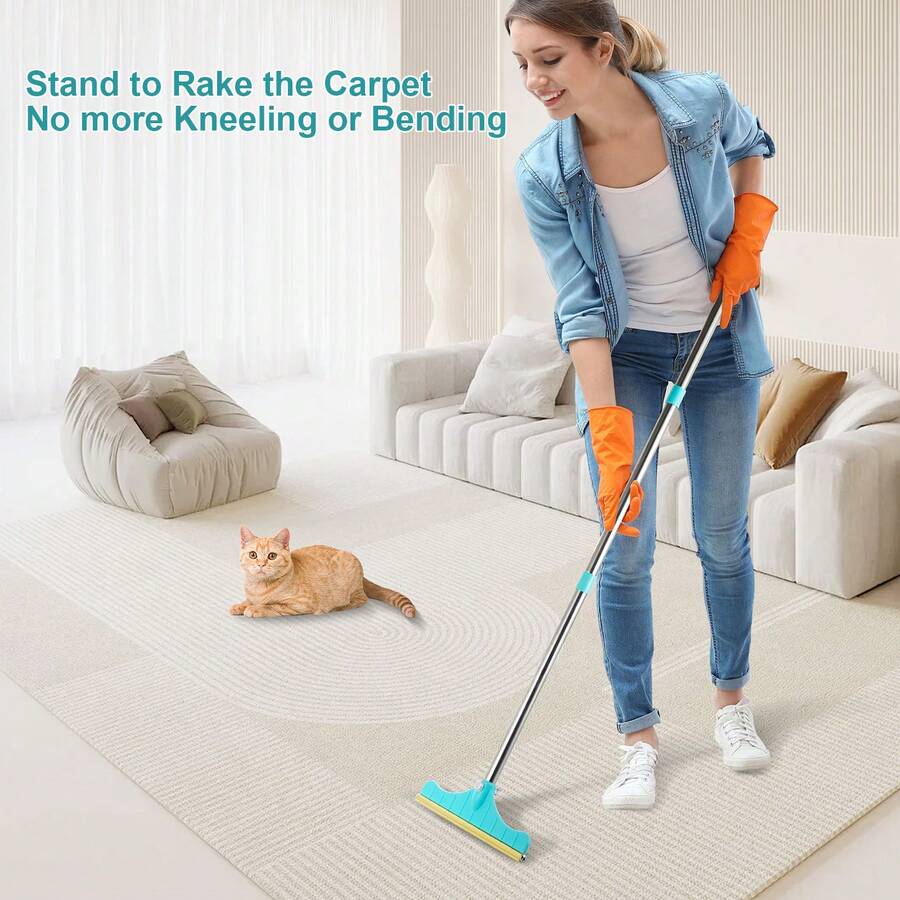 Pet Hair Carpet Brush - Powerful Hair Removal Tool For Carpets Removes Pet Hair Instantly Strong And Durable For Easy Cleaning - Màu xanh lam - Xem 1