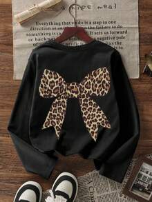 1pc Tween Girl Casual Butterfly Print Long Sleeve T-Shirt, Comfortable Layering Top For Young Students, Autumn/Winter - Black - View 2