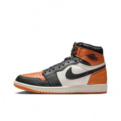 Nike Giày bóng rổ Jordan Air Jordan 1 "Shattered Backboard" 2025 phiên bản Retro, mềm mại và thoải mái, chống trượt, cổ cao, màu trắng/đen/cam
