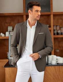 Mens Blazer Casual Two Buttons Sport Coat Slim Fit Lightweight Suit Jacketshalloween - màu nâu - Xem 9