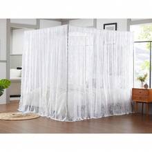 Lace Canopy Bed Curtains Set - 8 Panels 48"X78" White Canopy Curtains With Tie-Backs For Queen/King/Twin Beds, Coquette Vintage Bedroom Decor - 白色 - 查看 2