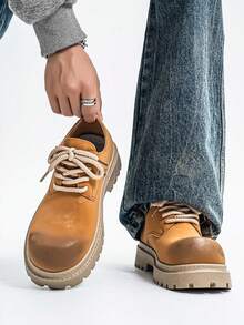 Men's Derby Shoes,Zapatos De Vestir, Formal Shoes, Fashionable Casual Retro Workwear Shoes, Office Shoes Suitable For Campus, Holidays, And Daily Versatile In All Seasons - 棕色 - 查看 2