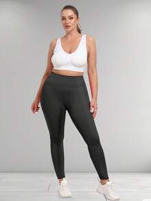 Women's Plus Size Leggings With Pockets-Stretchy XL-5XL Yoga Pants Tummy Control High Waist Workout Leggings - Black - View 10