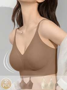 1/2/3/4/5Pcs Women's Push-Up Bra - High Support Wireless Comfort Fit With Removable Pads, Seamless Invisible Design & Adjustable Back Strap, Solid Color For Everyday & Special Occasions, Strapless Push Up Bra, Occasion Lingerie, Sleek Lingerie, Comfortable Fit, Flexible Material - 多色-1 - 查看 7