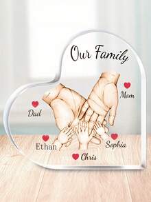 1pc Personalized Acrylic Family Member Hand Ornaments - Custom 3-6 Names Keepsakes, Desk Decorative Sign For Living Room, Bedroom And Office - Gift For Mom & Dad - Ideal Gift For Family On Mother'S Day, Father'S Day, Birthdays And Anniversary,Christmas Gifts, New Year Gifts.