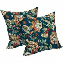 Outdoor/Indoor Throw Pillows, 18x18 Square Pillows With Inserts Bed, Couch, Sofa & Patio Furniture (Set Of 2, Monstera Blue), Decorative Pillows - Peacock Blue - 查看 1