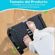 Reposapies Oficina, Ergonómico Reposa Pies con Rodillos de Masaje, Descansa Pies para Escritorio, 6 Alturas Ajustables Aliviar la Presión, Apto para Descalzo o con Zapatos, Fácil de Limpiar - negro - Ver 4