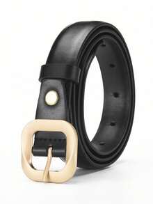 1/2pcs New Women's Belt Simple Square Hollow Needle Buckle Design Belt Women's Fashion Commuter Pants Belt With Jeans Dress