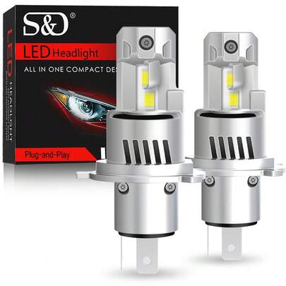  Żarówki samochodowe H4 LED S&D, H7 LED Turbo Fan, Canbus, Mini, dioda samochodowa, światła przeciwmgielne, akcesoria samochodowe, 12 V, 6000 K, białe