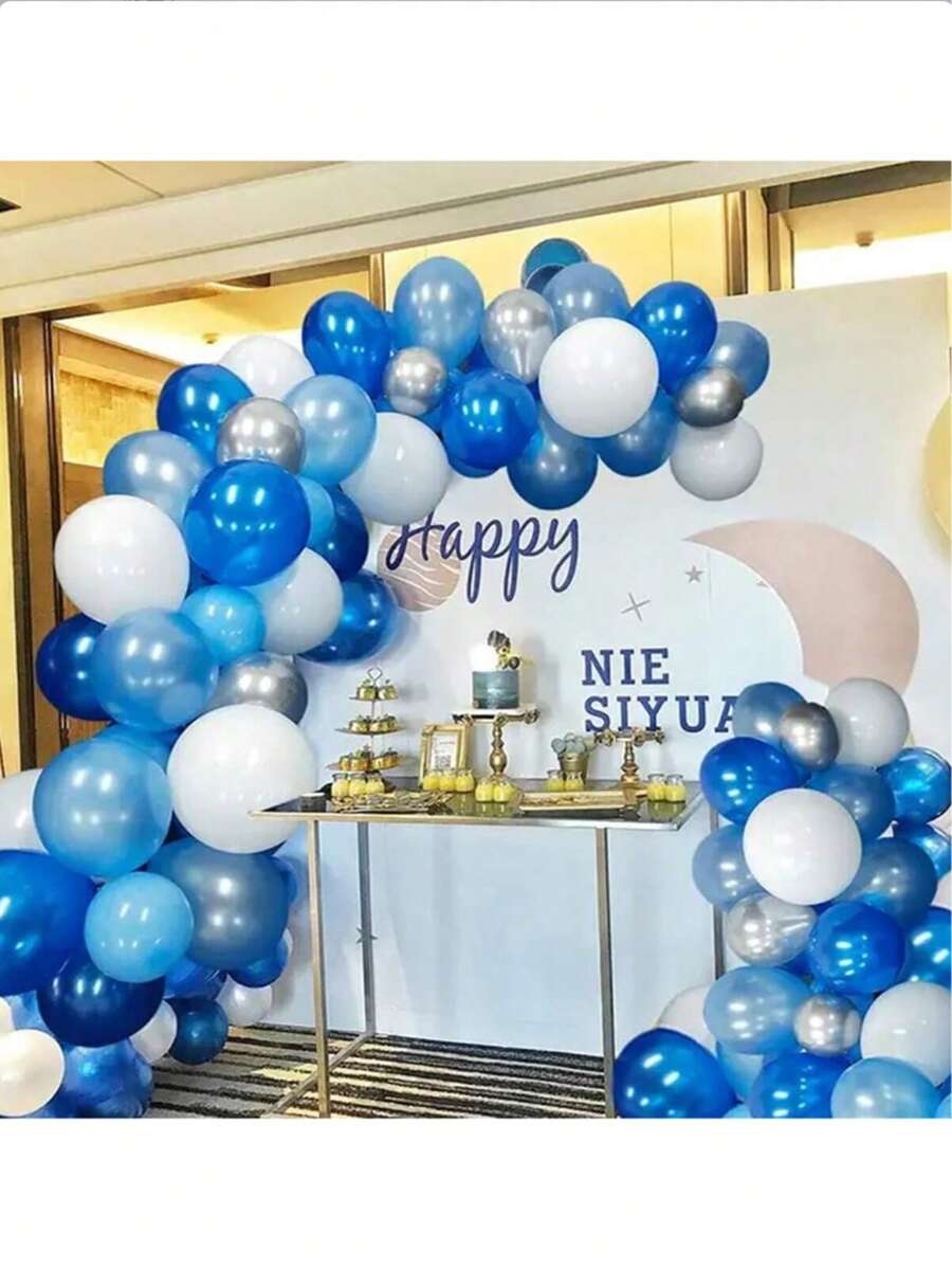68pcs/Set Blue, White & Silver Balloon Arch & Garland Kit, Suitable For Birthday, Wedding, Christening, Graduation, Anniversary Party Decoration - Includes Chains, Balloon Garlands, Balloon Arches, Wedding Decor, Event Styling, Holiday Wreaths, Elegant Balloons, Balloons, Balloon Bouquets, Wedding Organizers, Party Hosts - Multicolor - View 1