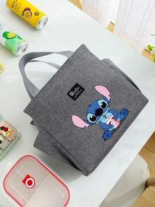 Adorable bolsa de almuerzo aislada con diseño de Stitch - Portador térmico de alimentos de doble bolsillo con grueso papel de aluminio, mantiene las comidas calientes para la escuela, de vuelta a la escuela, útiles escolares, oficina y actividades al aire libre | Colección