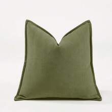 1 件橄榄绿（无填充物）鱼骨纹理流苏靠垫套，现代奢华柔软雪尼尔流苏装饰抱枕套，适用于沙发、床、卧室、办公室、酒店，四季皆宜 - 橄欖綠 - 查看 10