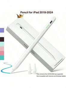 1pc IPad Pencil, Compatible With Apple IPad 2018-2024 Models, 120mAh Lithium-Ion Battery, Fast Charging, Anti-Mistouch, Tilt Sensing, Compatible With Apple Pencil, IPad Stylus, Compatible With IPad 10/9/8/7/6th Gen, IPad Pro 11/12.9/13 Inch (M4), IPad Air 3/4/5 (M2), IPad Mini 5/6th Gen [No Magnetic Charging Function]