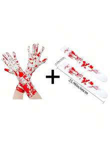 Blood-Stained White Socks, Halloween Bloody Socks, Halloween Women's Stockings, Over-The-Knee Socks, White Blood-Stained Bloody Socks, Horror Costume, Halloween Party Costume, Accessories For Cheerleader, Nurse, Doctor Role Play, Suitable For Zombie Bride, Schoolgirl, Nurse, Zombie Cheerleader Halloween Costumes. - Multicolor - View 18