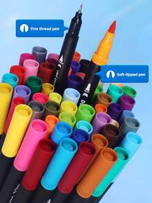 120PCS Dual Markers Double Point Fine & Brush Pen Sketch Colors Watercolor Drawing Professional Drawing Art Marker For School Supplied Students Stationery