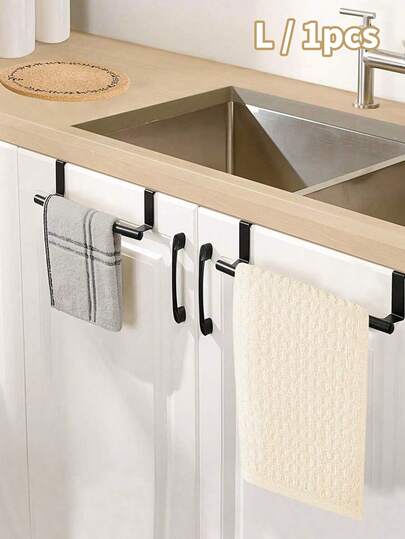 1 pieza Barra de toalla negra, Estante colgante de toalla sobre la puerta del armario