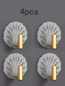 4/2pcs Shell Shaped Hooks, Sticky Hooks, Waterproof Self Adhesive Wall Hooks, Perfect For Hanging Towels, Keys Coats In Kitchen Bathroom Bedroom