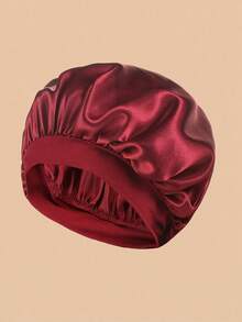 Solid Hair Bonnet Silk Bonnet Satin Bonnet Sleep Bonnet - Burgundy - View 6