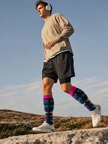 3 Paar Kompressionsstrümpfe für Herren und Damen, geeignet für Fitness-Aktivitäten in Innenräumen und Outdoor wie Basketball, Fußball, Tennis, Wandern, Marathons, Bergsteigen usw. Aus Nylon-Polyester-Mischgewebe gestrickt