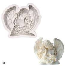 1 pezzo Stampo in silicone a forma di angelo lunare, ali di angelo ragazza - Stampo per resina - Strumento fai-da-te per decorazione domestica - Stampo per colata di gioielli, argilla, resina, gesso - Grigio Chiaro - Visualizzare 5