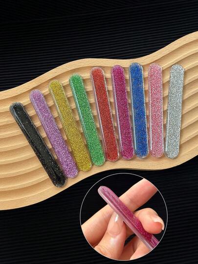 1pc Box Colorful Glass Nail File Polishing Buffing Block, Easy To Clean Nail Care Manicure Pedicure Tool
