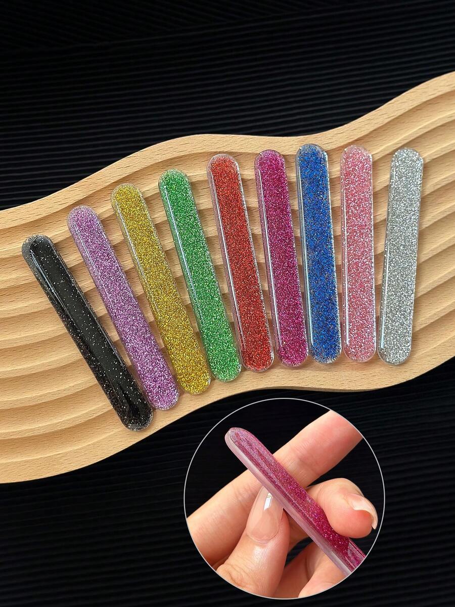 1个装彩色玻璃指甲锉抛光块,易于清洁的指甲护理修甲工具 - 彩色 - 查看 1