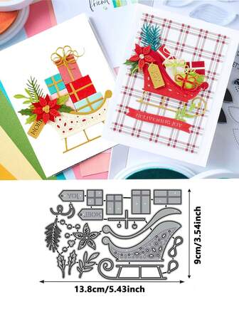 1 Pc Christmas Sleigh Metal Cutting Die For Making Cards Metal Die Cutting Die Template For Scrapbook Album Journal Greeting Card Embossed Paper Craft Decoration