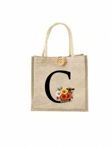 Bolso de tela con estampado de letras, bolso de tela estampado, bolso con decoración de botones, bolso grande de capacidad minimalista, bolso de tela casual y portátil de gran capacidad, bolso de compras multifuncional, nuevo diseño, gran capacidad, compañero de compras, bolso de hombro, bolso de tela, bolsa de almuerzo, lonchera, bolso cruzado, para mujer, uso diario, cita - Multicolor - Ver 21