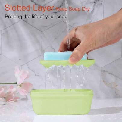 Christmas 1pc Leakproof Soap Dish With Lid & Draining Layer, Shatterproof Travel Bar Soap Holder Case Container, Portable Travel Size Toiletries Essentials For Camping, Gym, Bathroom, Black