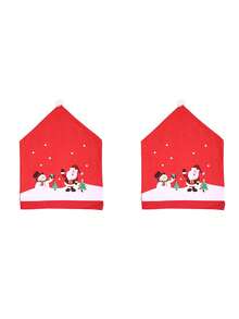 4pcs-Christmas Chair Covers Xmas Dining Chair Slipcovers Santa Claus Red Hat Chair Back Covers For Christmas Banquet Holiday Festival Decor