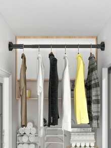 1 件装可调节不锈钢衣柜杆，可伸缩浴室毛巾杆、衣架、窗帘杆、衣柜挂杆、可伸缩浴帘杆、阳台杆 - 无需钻孔，适用于窗帘、门和卧室收纳