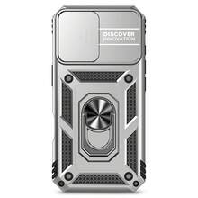 军工级防摔360°旋转指环支架防震手机壳，带镜头保护膜，兼容苹果11/12/13/14/15/16 Pro Max、三星Galaxy S22/23/24/25+ Ultra、A04/A05/A14/A15/A24/A25/A34/A54/A56/A36/A26，国际版，非国内版 - 銀色 - 查看 7